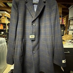 Joseph Abboud Blue and Brown Plaid Coat